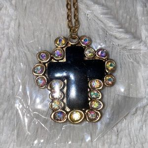 Cross Crystal gold necklace